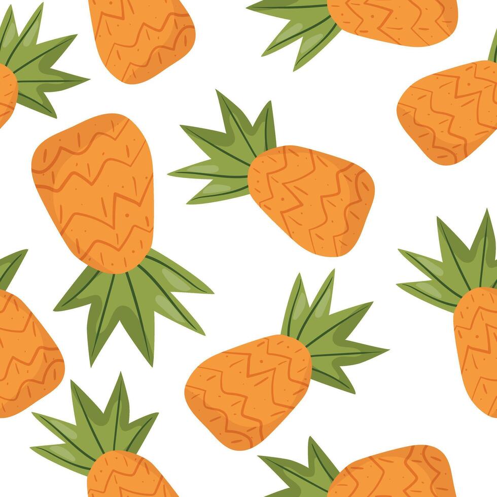 Tropical fruit and floral seamless pattern with a summer vibe. Suitable for stationery, fashion prints, wallpapers, and tropical-themed branding vector