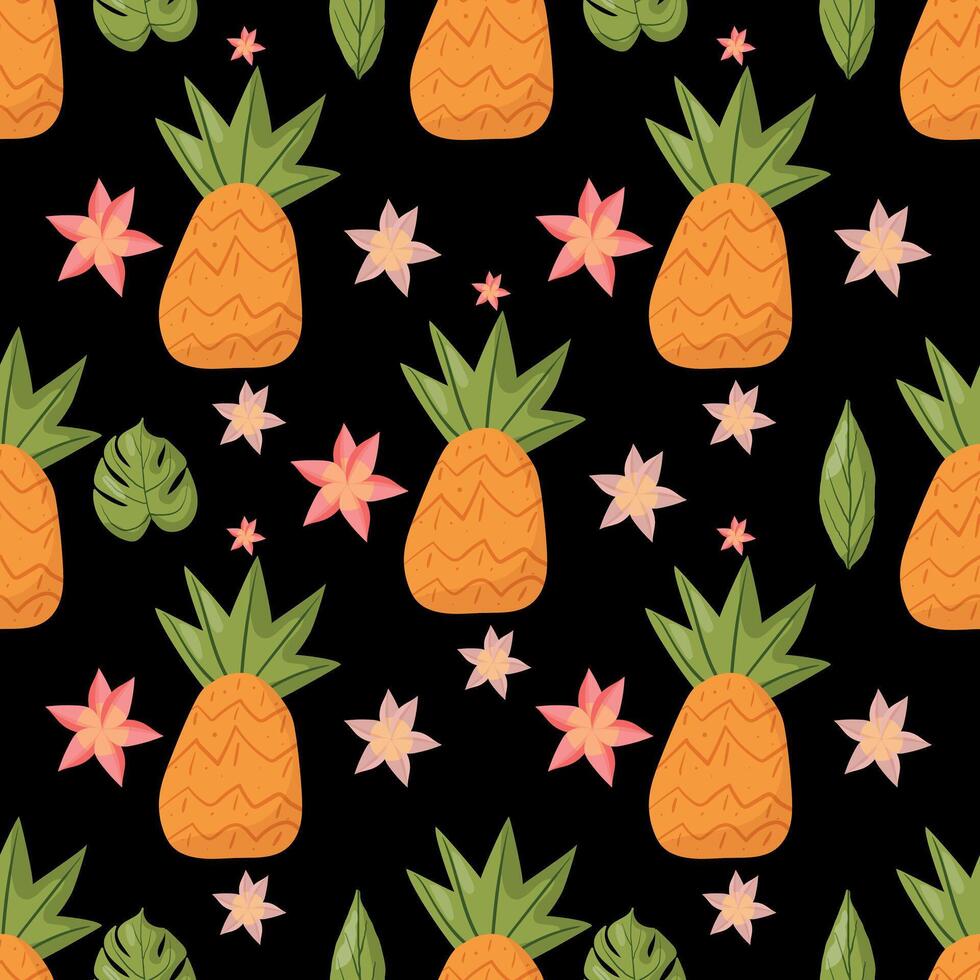 Seamless tropical pineapples vector