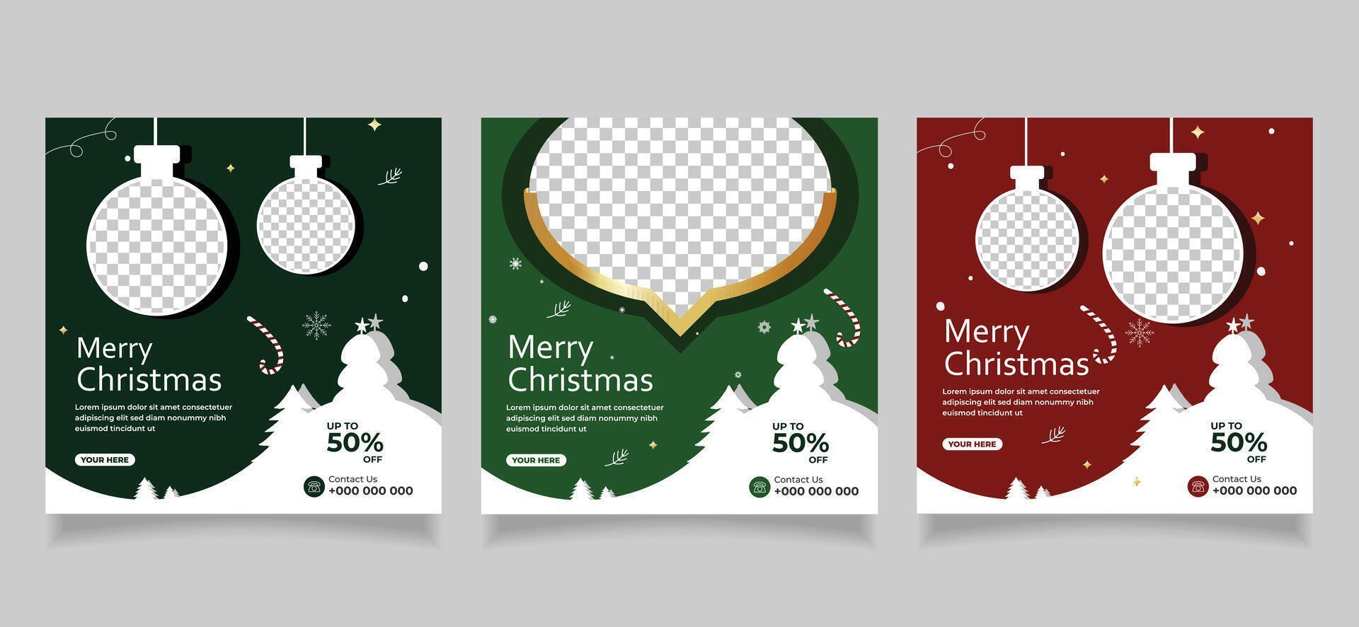 christmas social media post template vector