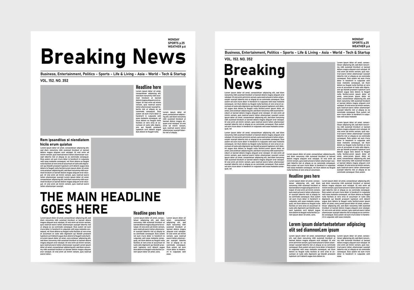 newspaper design template vector