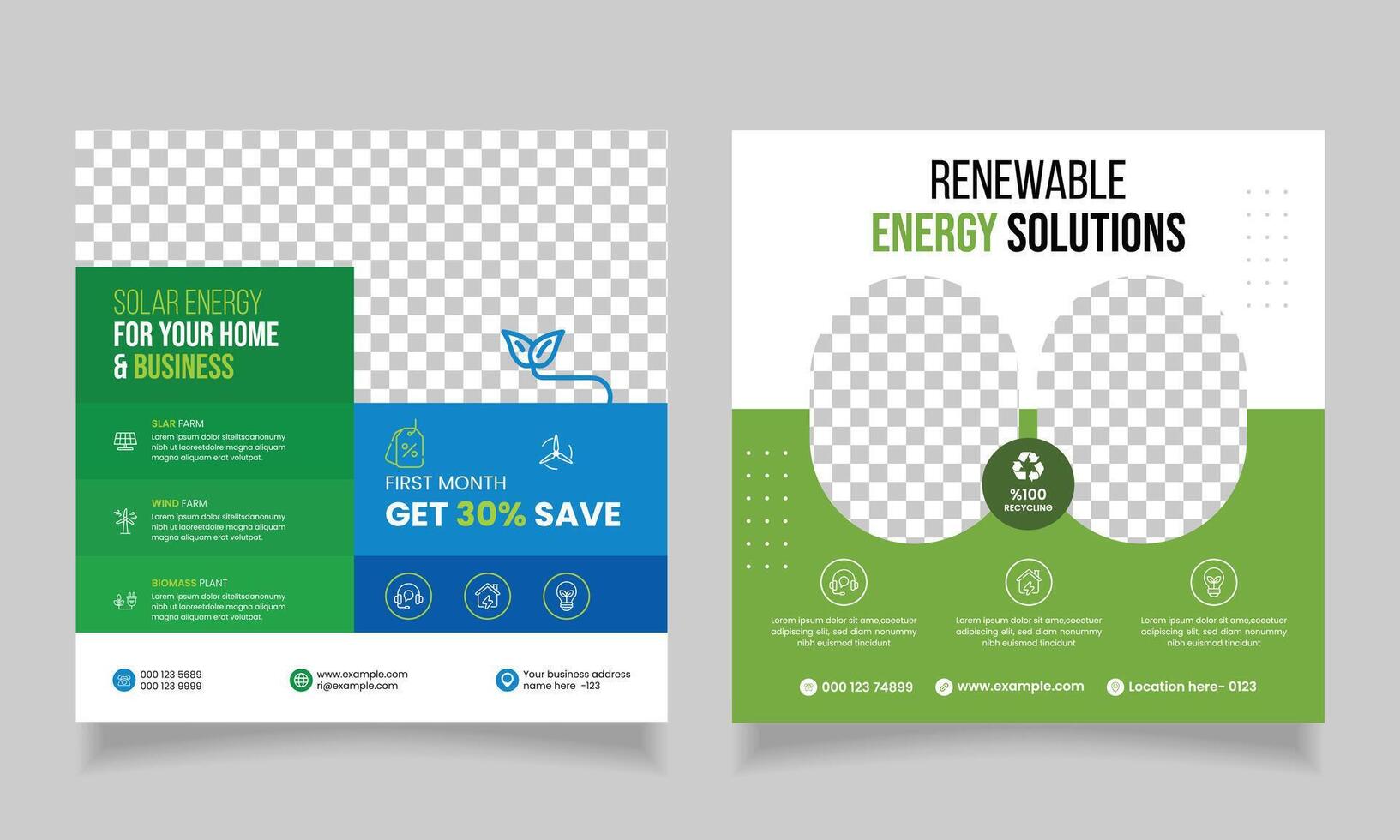 solar energy social media post web banner template vector
