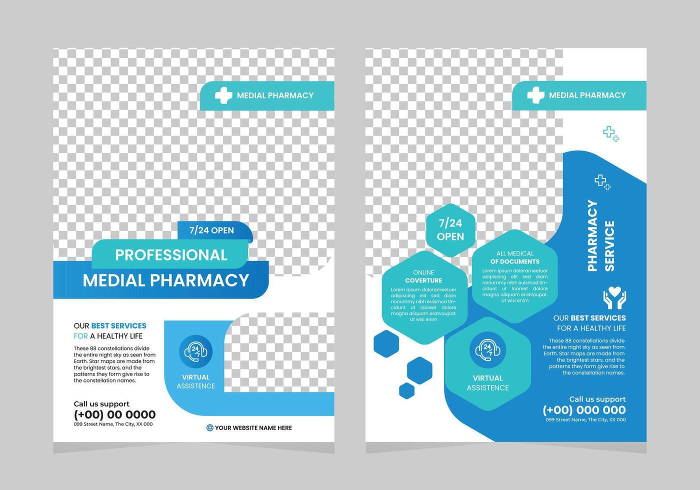 pharmacy flyer template design. vector