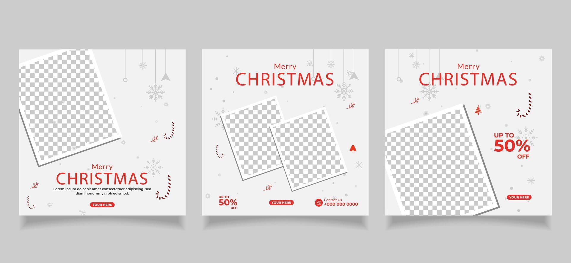 christmas social media post template square web banner design vector