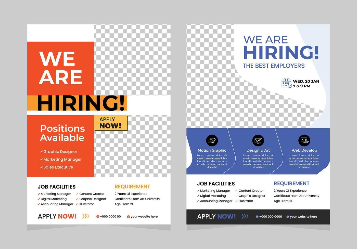 we are hiring flyer template design vector