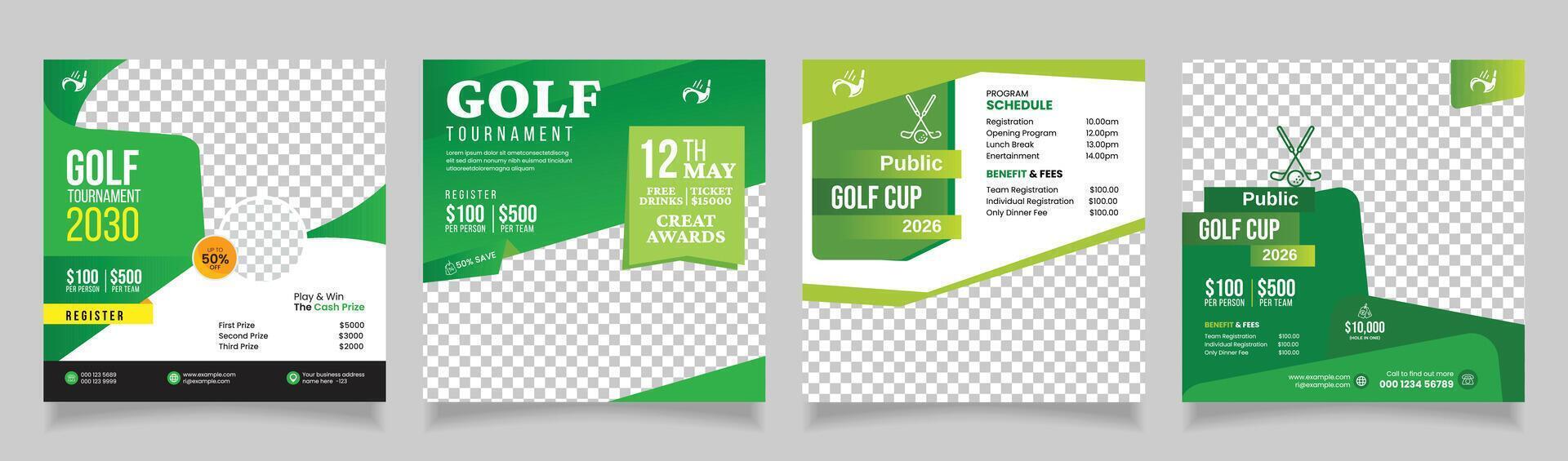 golf tournament social media banner template, golf sport event vector