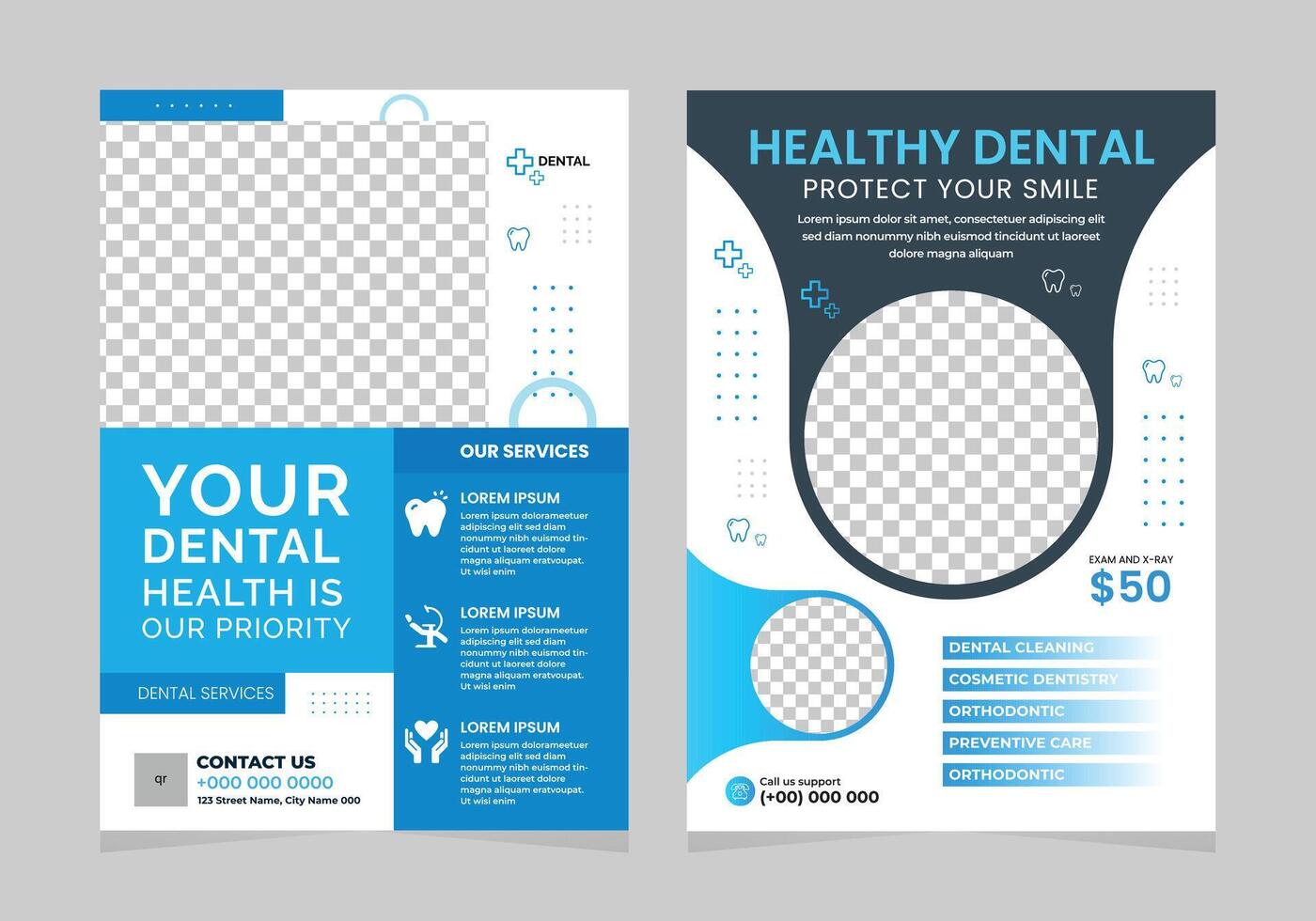 medical dental flyer design vector