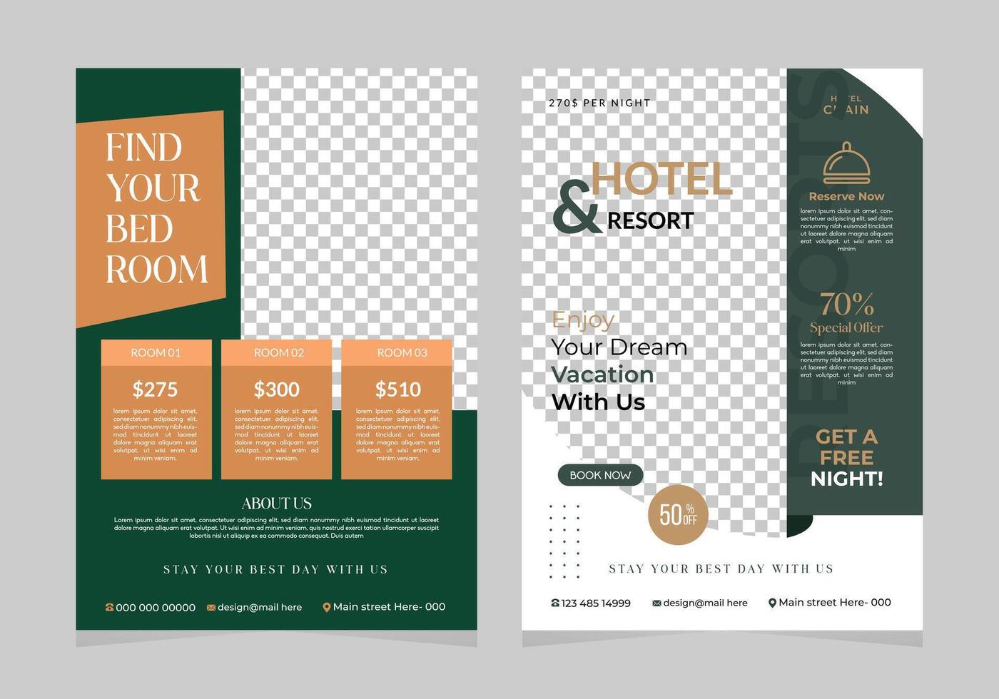 hotel and resort flyer template vector
