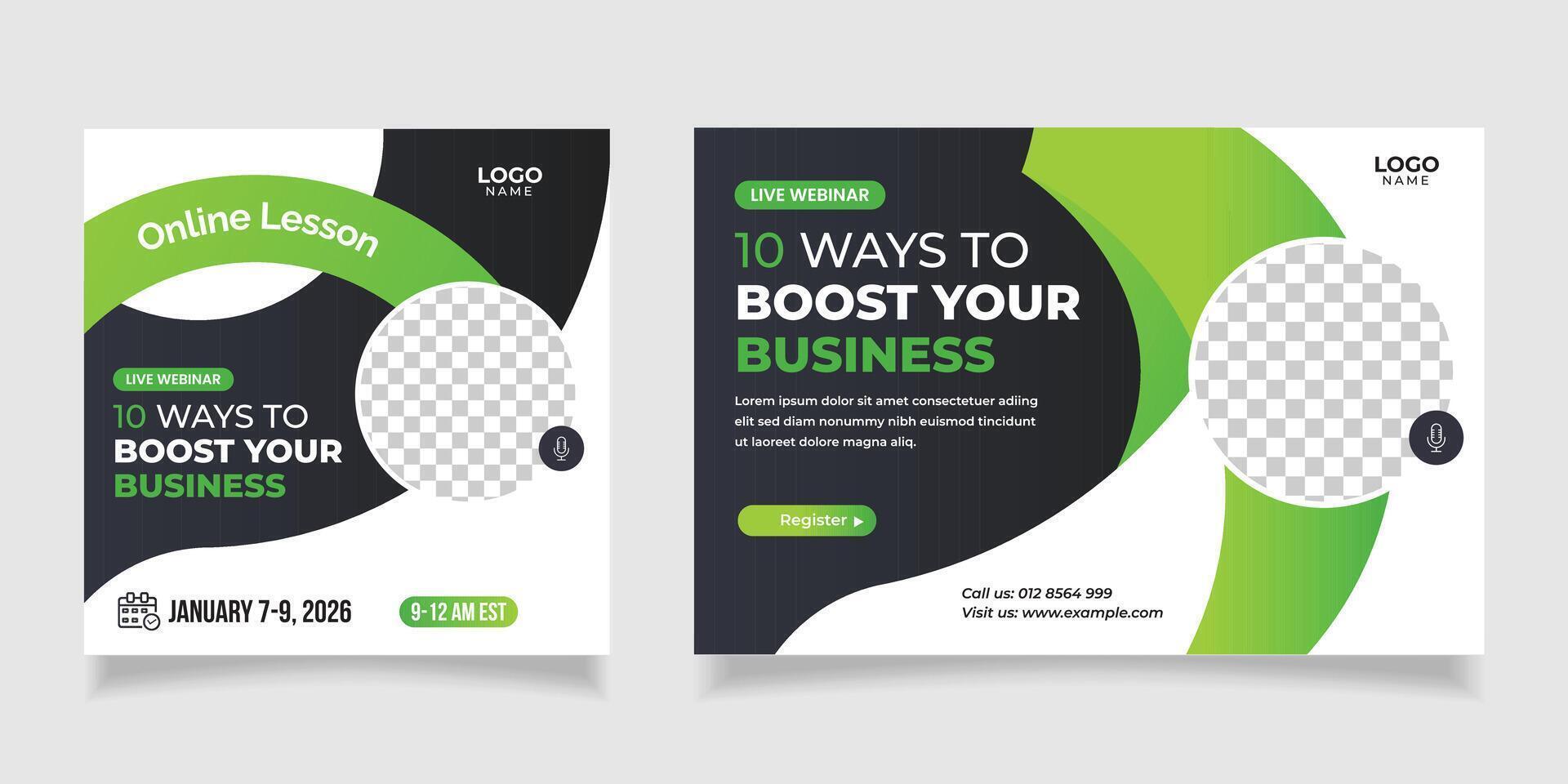 digital business marketing strategies live webinar banner invitation template vector