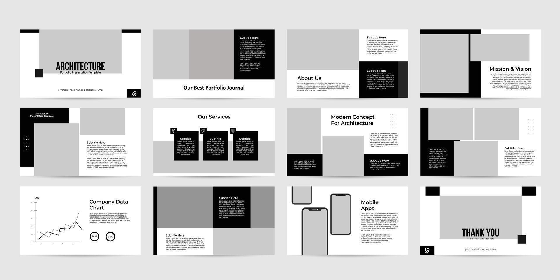 architecture portfolio interior presentation template vector