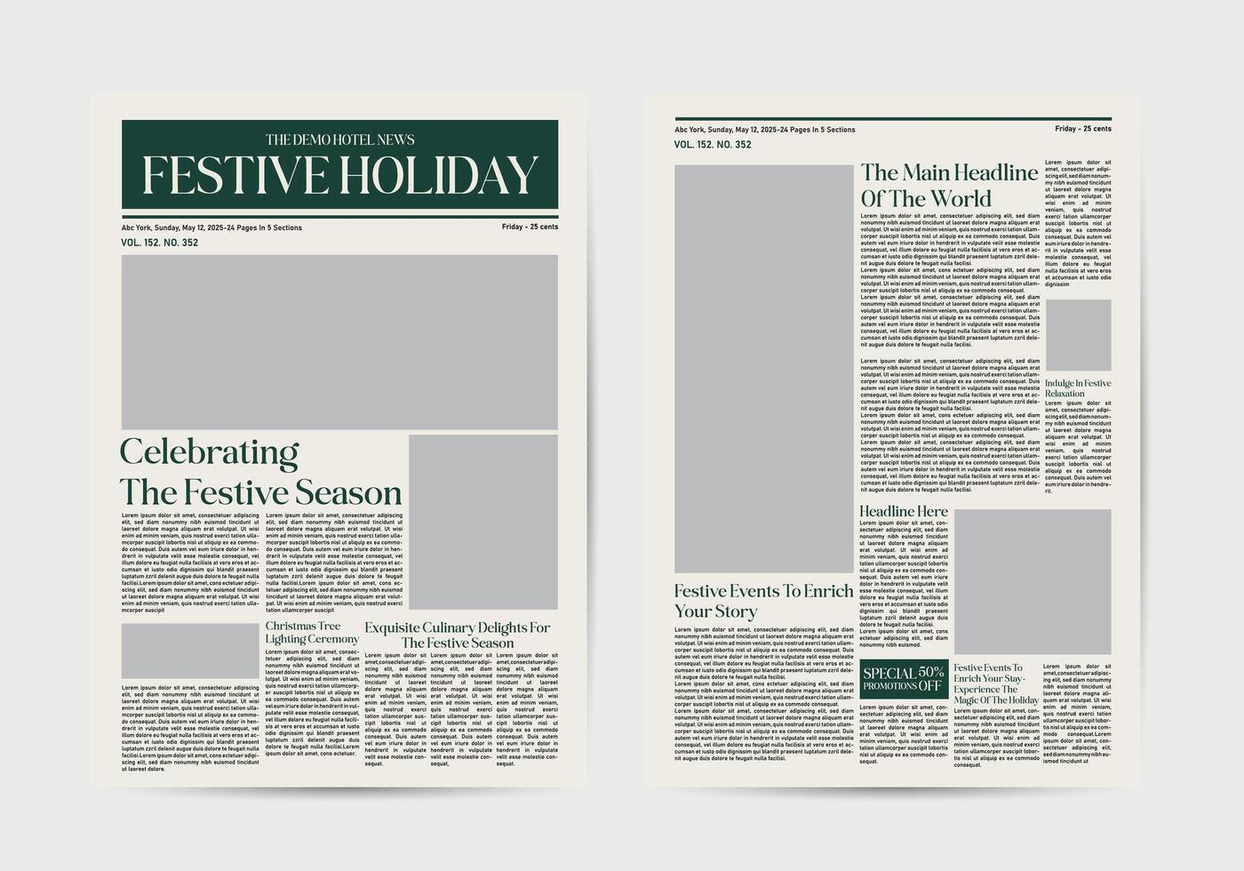 christmas newspaper design template vector