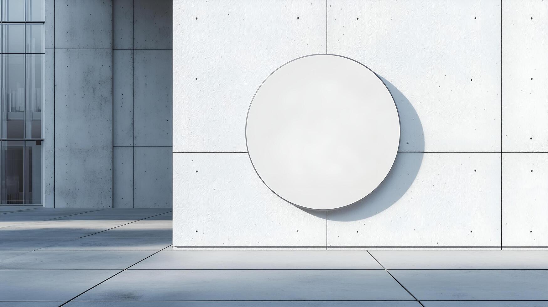 Mockup black frame circle signboard store display identity in wall building photo