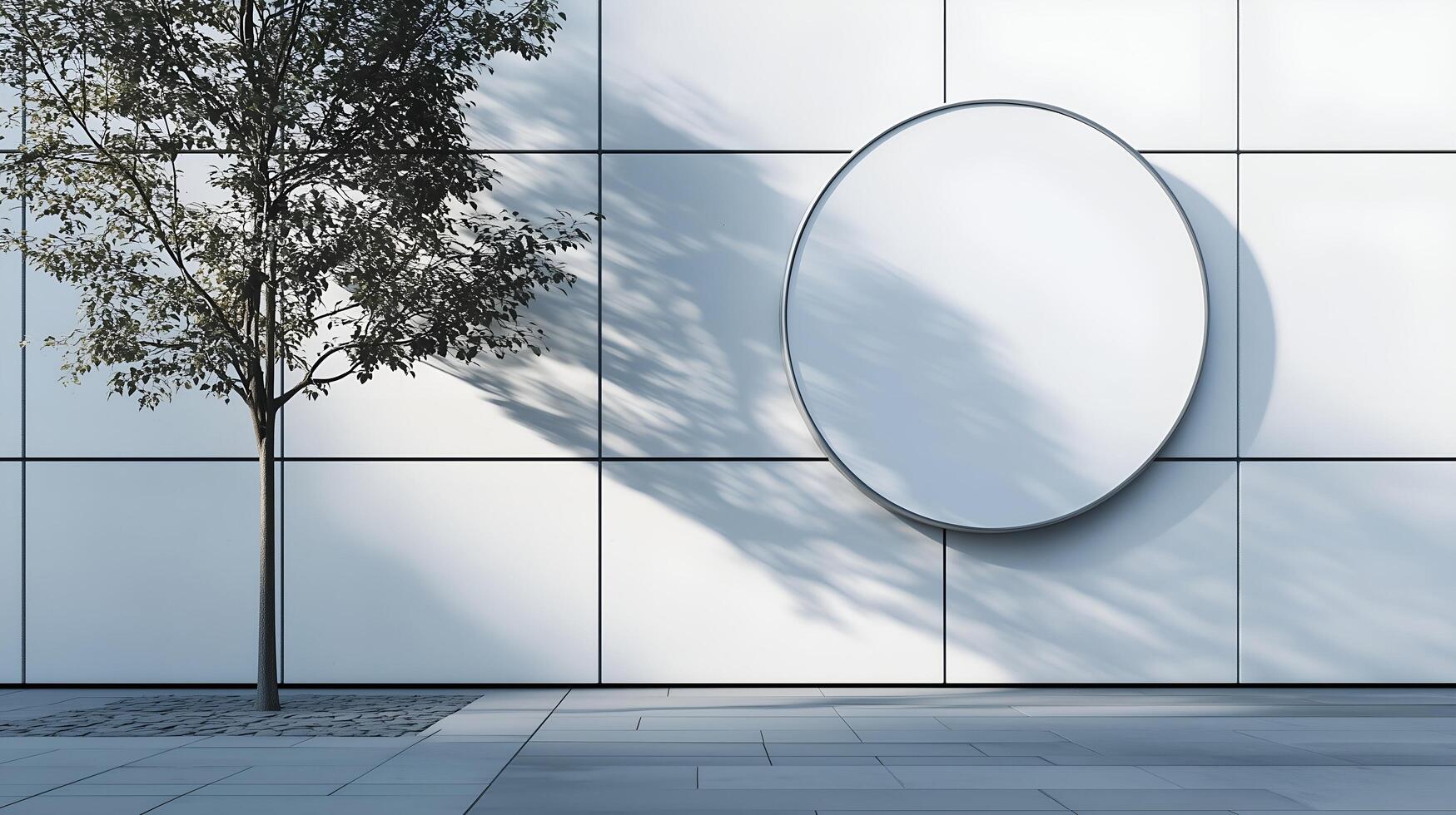 Mockup black frame circle signboard store display identity photo