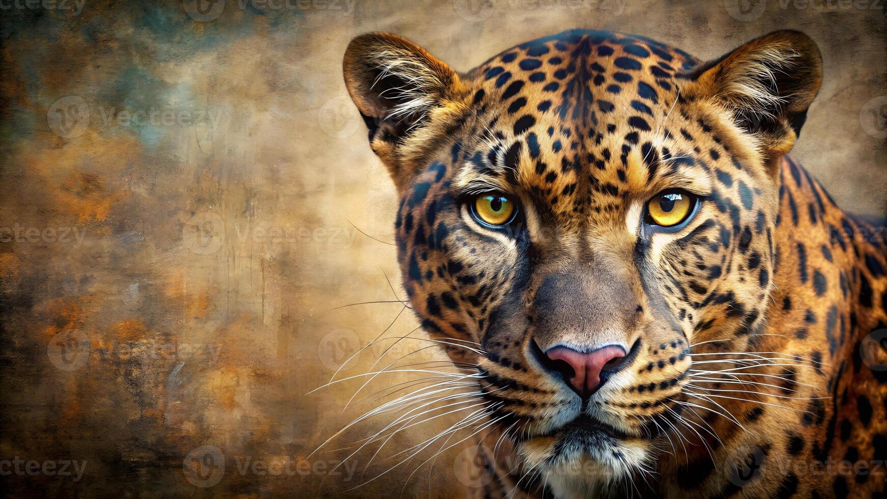 Beautiful wild panther close up face view. . photo