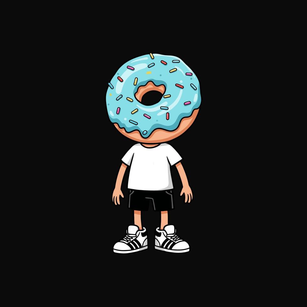 Donut-Headed Kid A Playful Cartoon Illustration vector