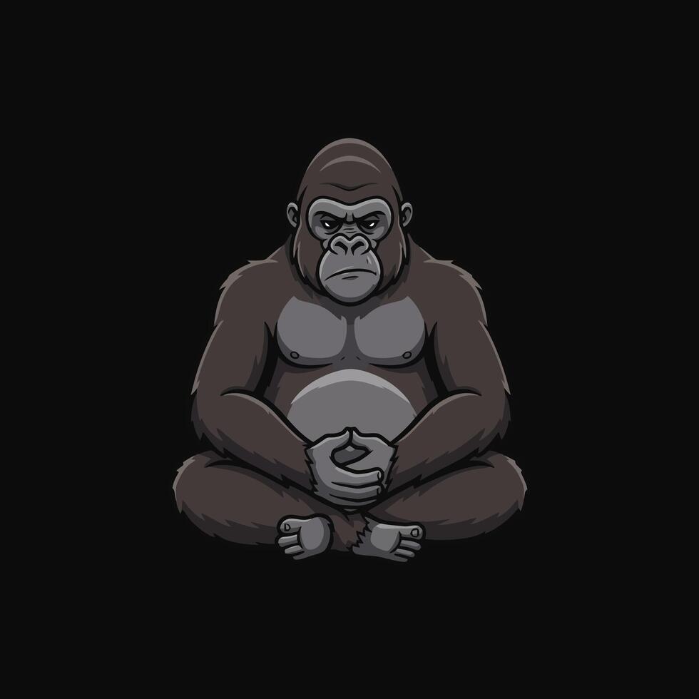 Serene Gorilla A Meditative Cartoon Illustration vector