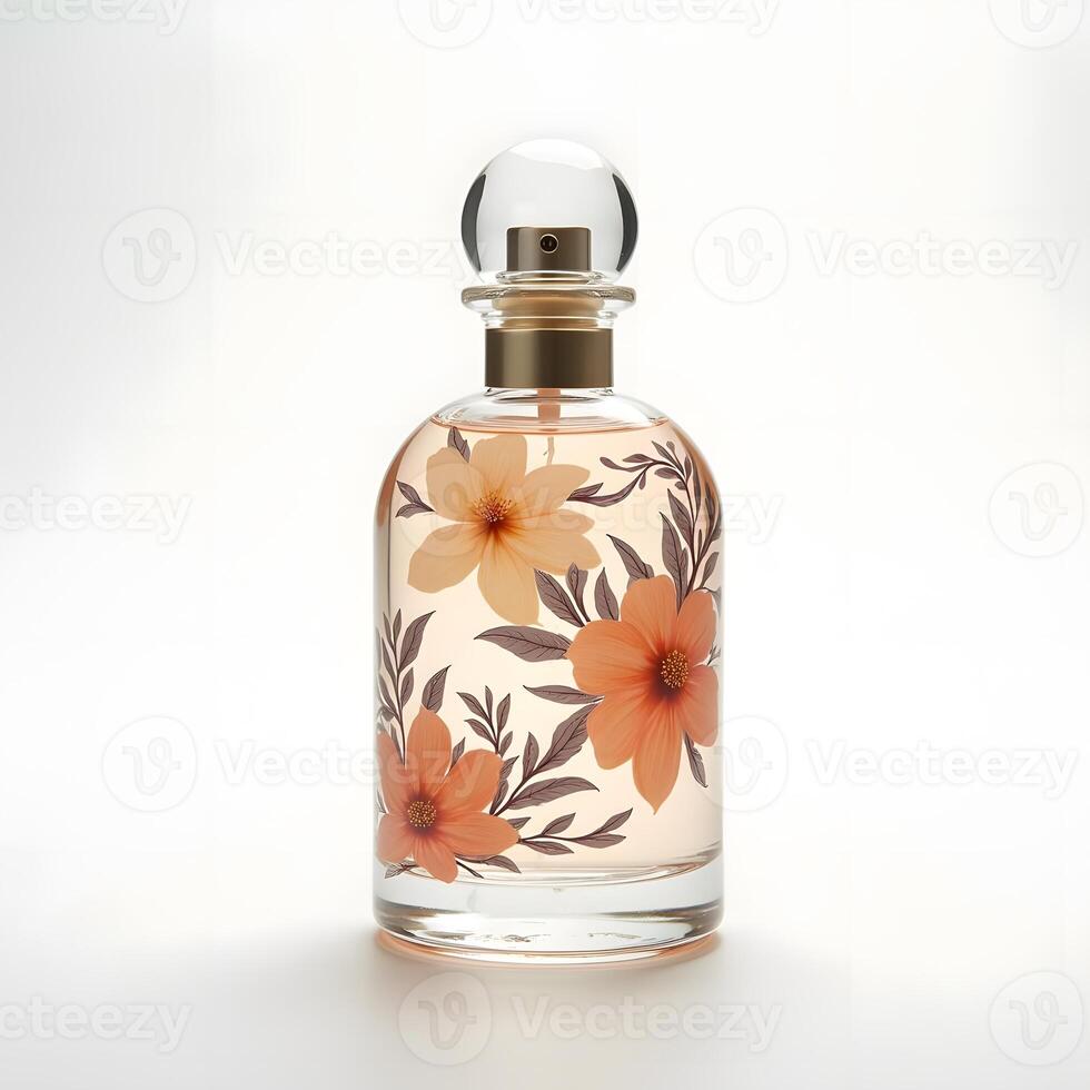 Enigmatic Elixir Fragrant Floral Symphony in a Clear Bottle photo