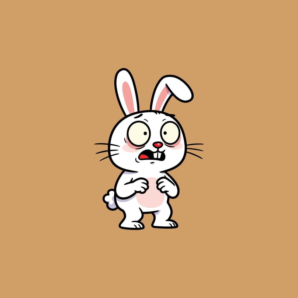 Frightened White Rabbit A Cartoon Illustration vector