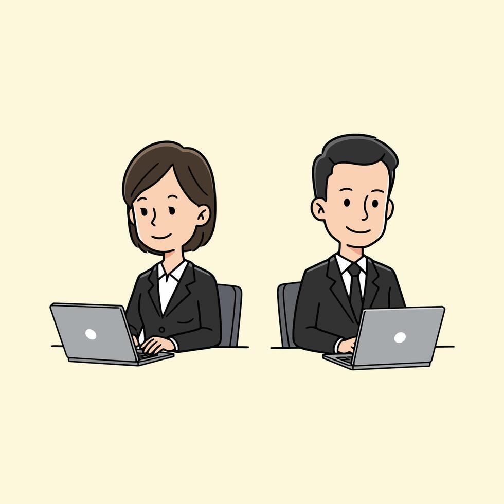 Business People Working on Laptops Illustration vector