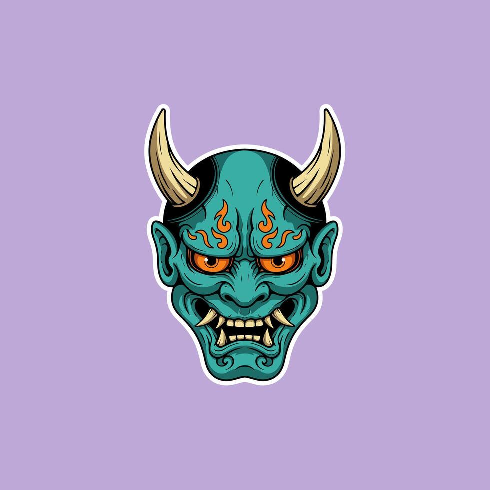 Oni Mask Japanese Demon Face Illustration Design vector