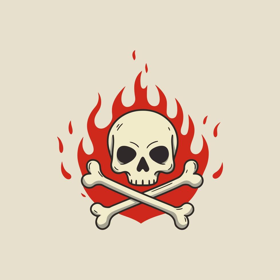 Flaming Skull and Crossbones A Vintage Graphic Design vector