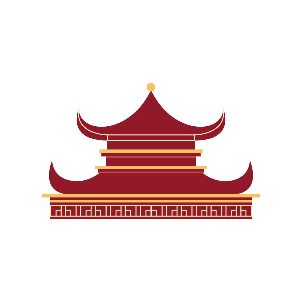 Red Japanese Chinese Pagoda Temple Building vector