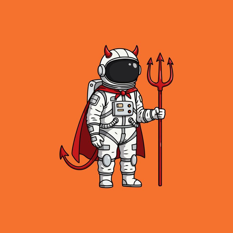 Devilish Astronaut A Cartoonish Halloween Space Design vector