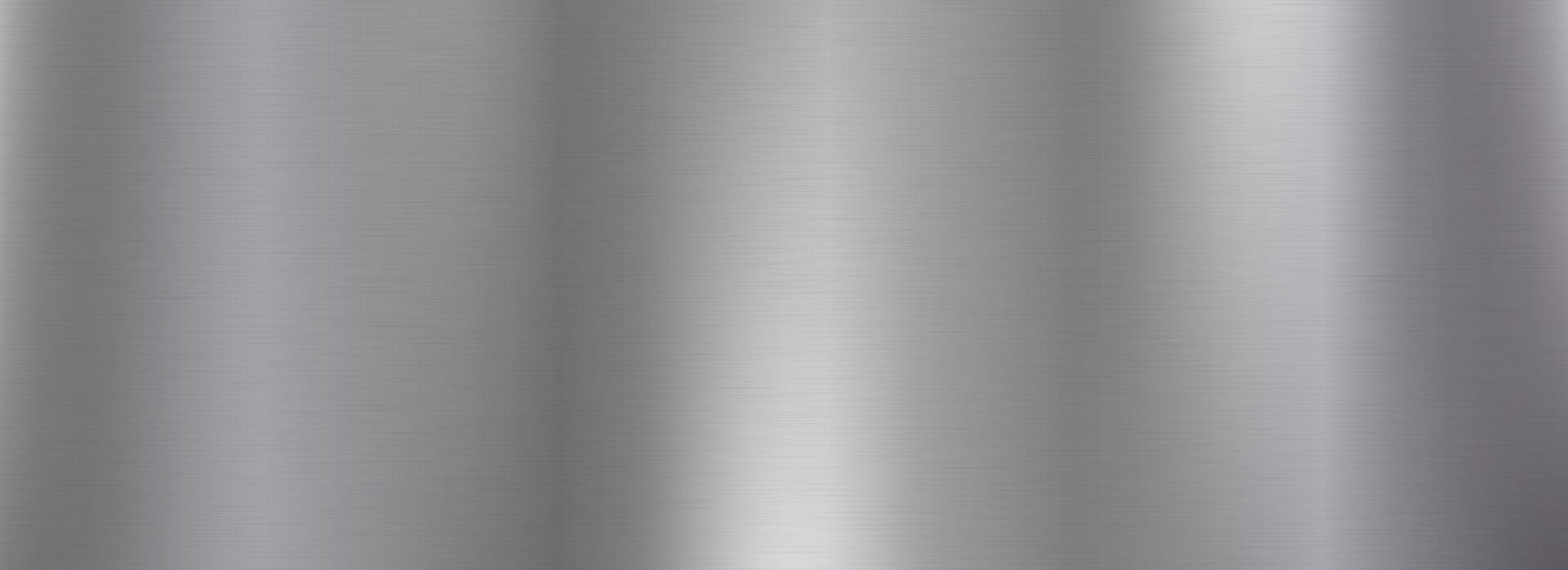 Silver metal foil texture. Grey metallic gradient background. Polished shiny titan or aluminum sheet for label, plate, sign, tag. Stainless steel textured material surface. Chrome backdrop vector
