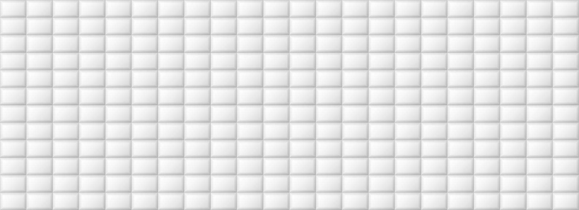 Seamless light grey tile pattern. Rectangle ceramic tiled texture for bathroom wall, kitchen floor, pool surface. Repeating white mosaic grid background. Repeated brick backdrop. vector