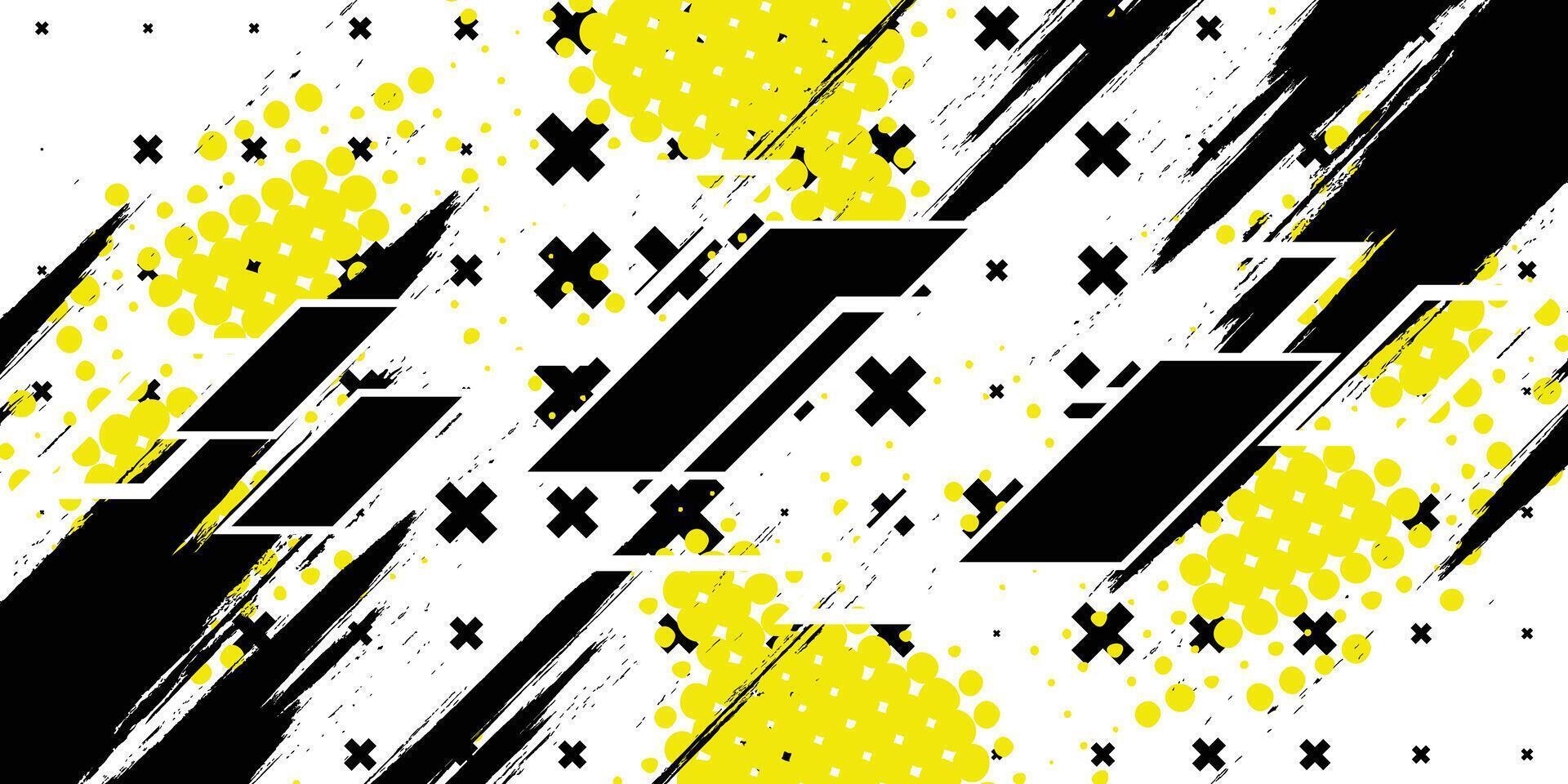 abstract grunge style background with black and yellow stripes vector