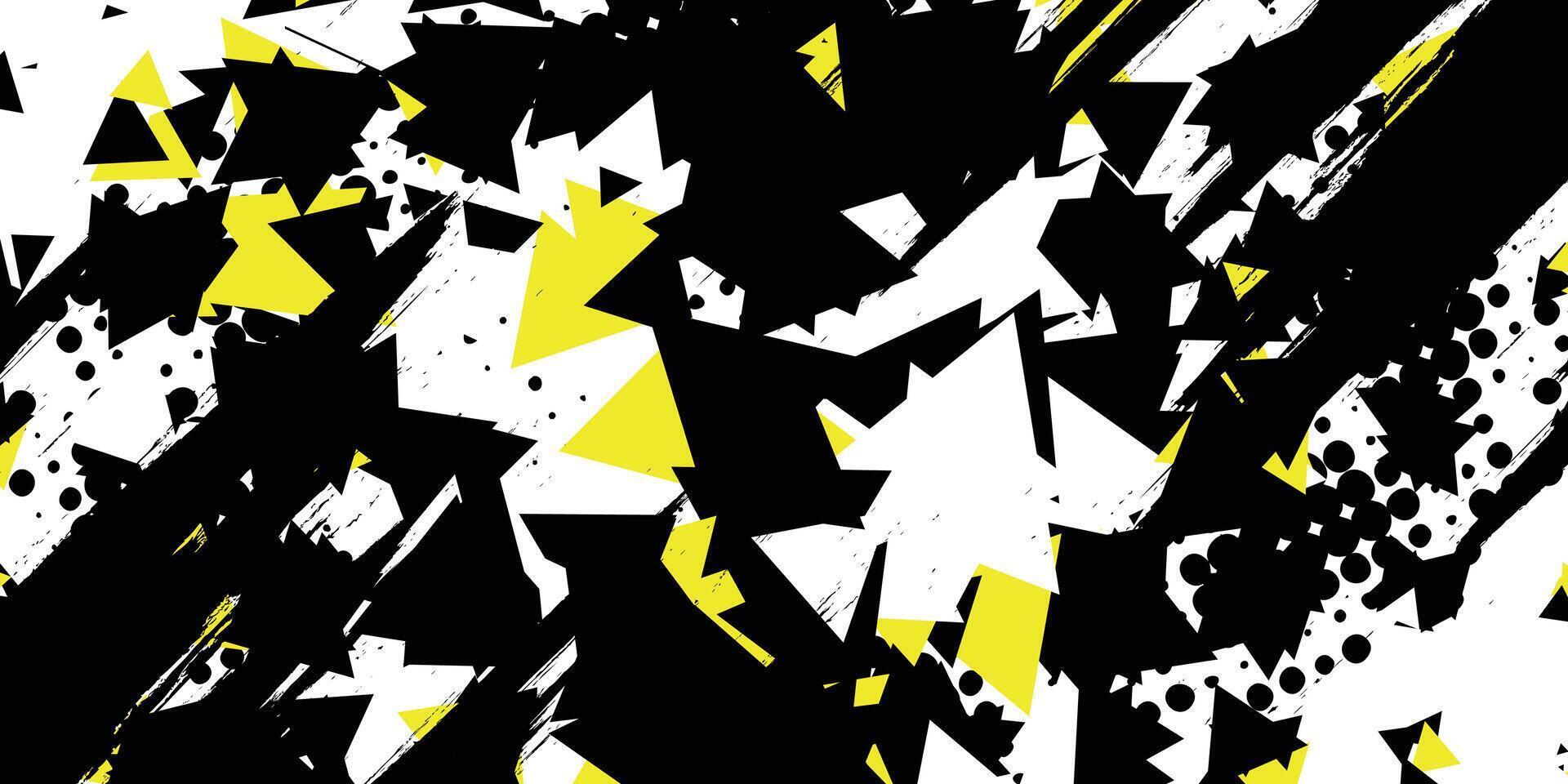 a black and yellow abstract background with many shapes vector