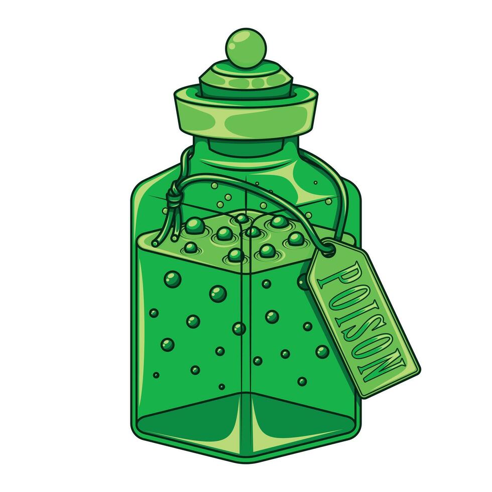 An intricately designed glass bottle filled with a shimmering magic potion vector