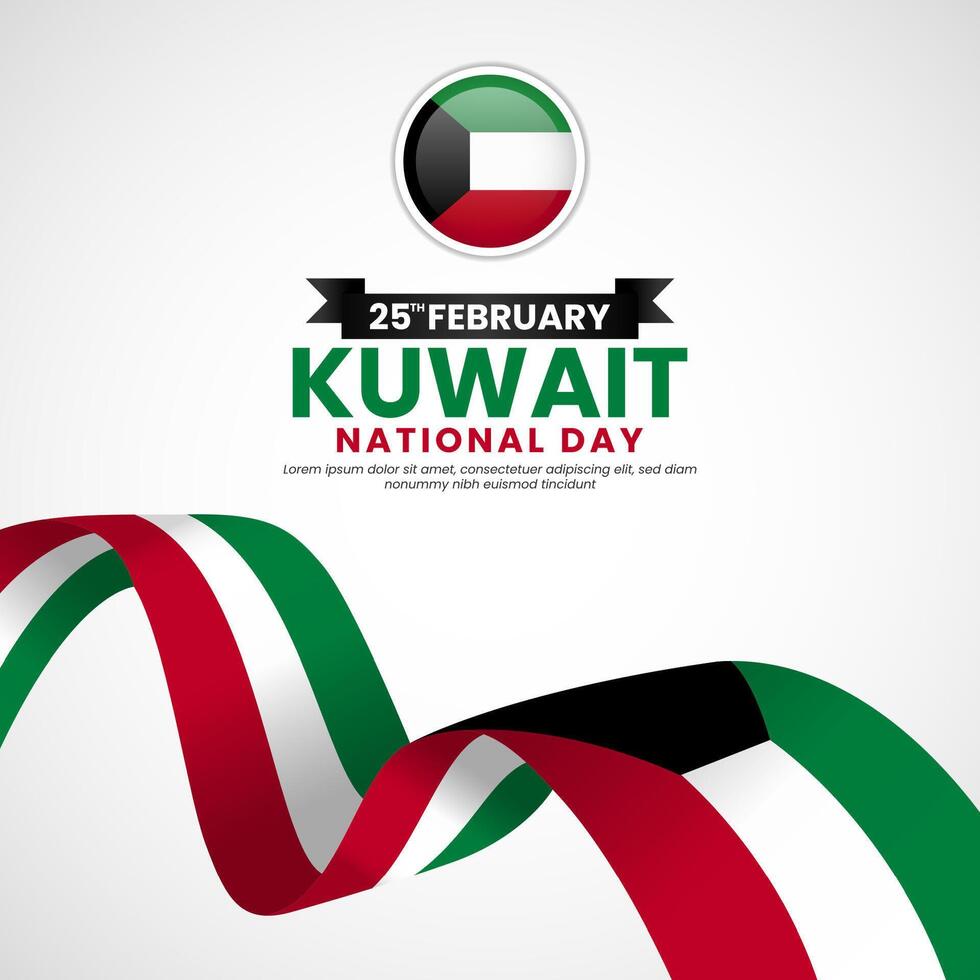 Kuwait ribbon flag for Independence day or National day. Suitable for feed, banner, greeting card vector