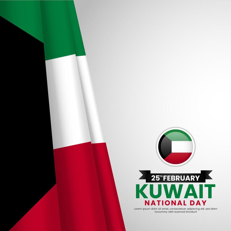 Kuwait National Day with realistic waving flag banner background vector