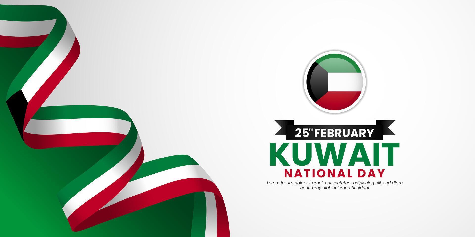 Kuwait waving ribbon flag for national day or independence day with blank space area vector