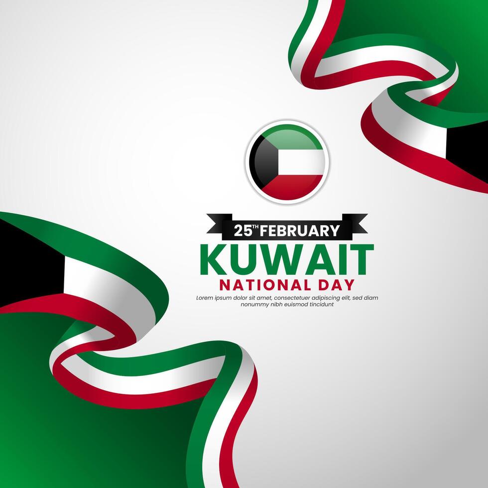 Kuwait National Day Square Banner Background with Flag for Banner, Poster, Greeting Card vector