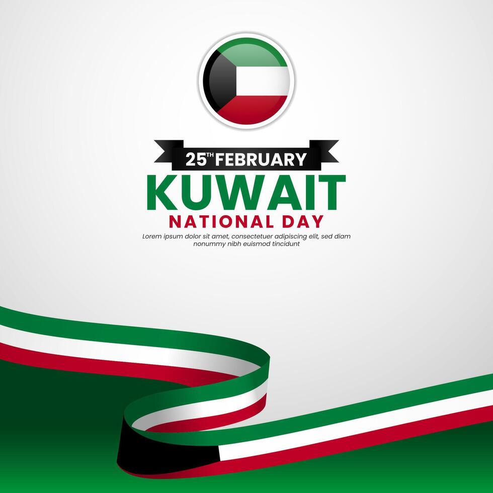 Kuwait National Day Background with Ribbon Flag for Banner, Poster, Greeting Card vector