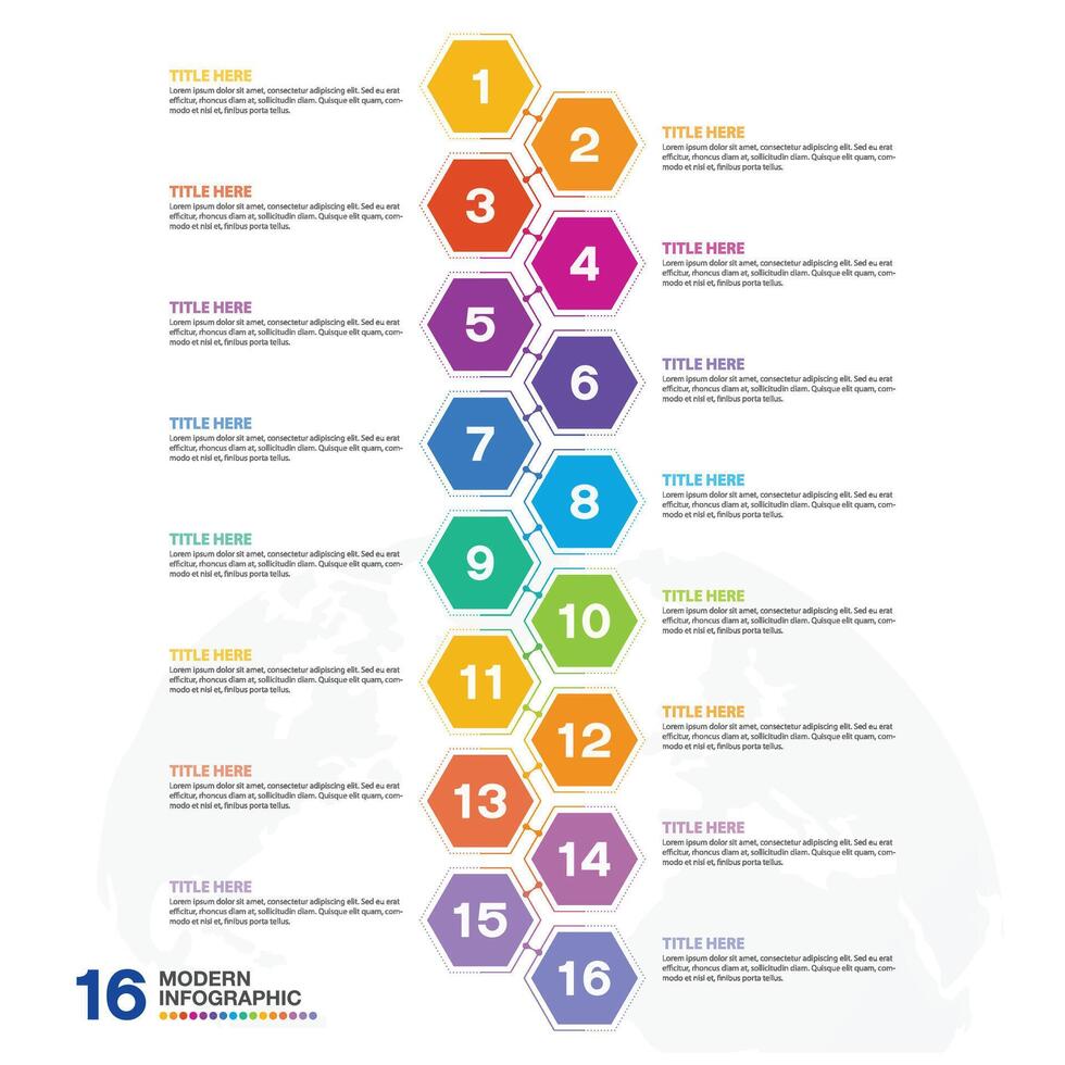 Infographic 16 process and number for presentation. vector