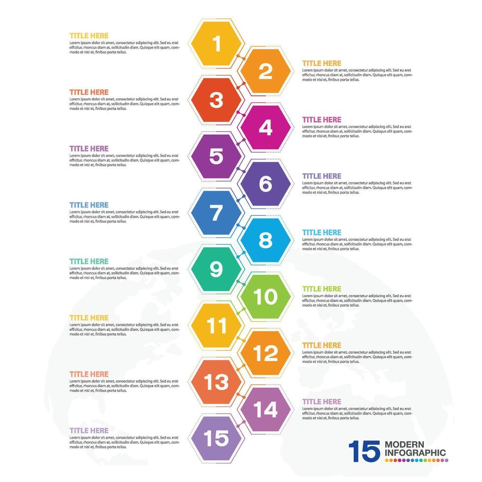 Infographic 15 process and number for presentation. vector