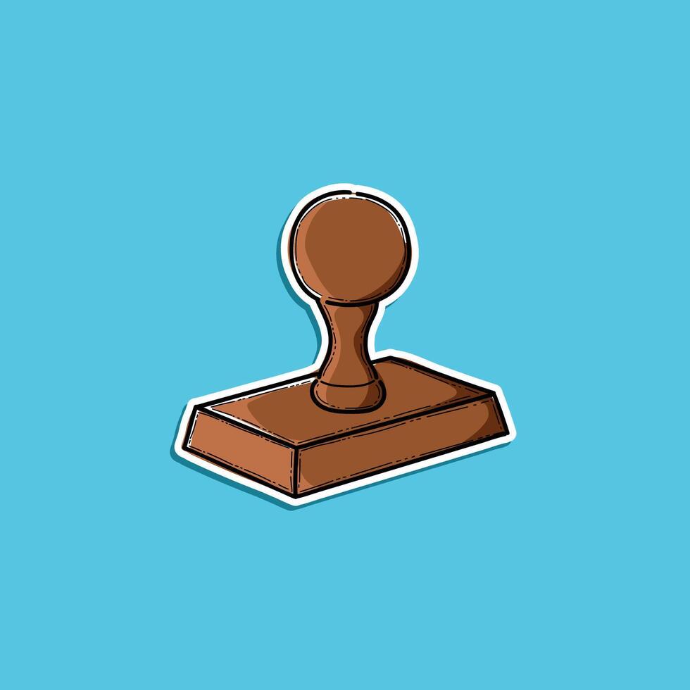 Wooden Stamp Illustration on Blue Background for Legal or Office Applications vector