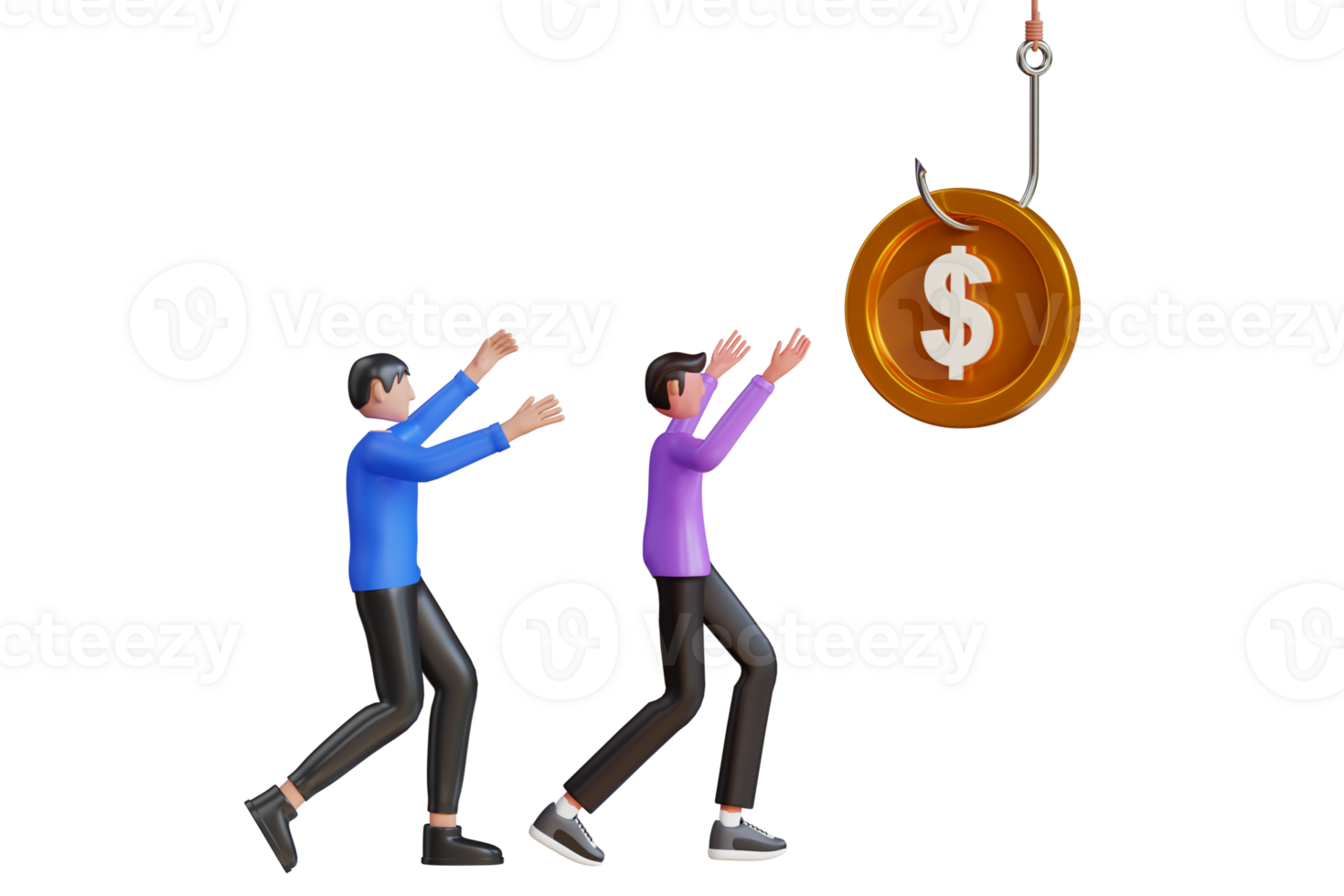 Money Trap 3D Illustration. Money on Fishing Hook Trap 3D Illustration png