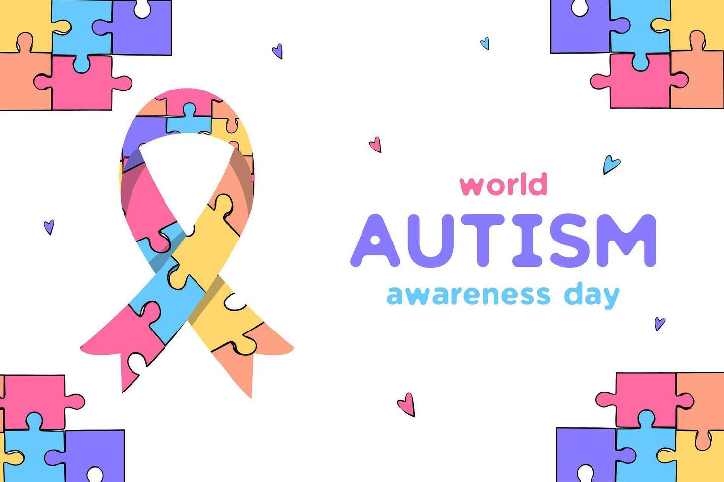 world autism awareness day background illustration in hand drawn style vector