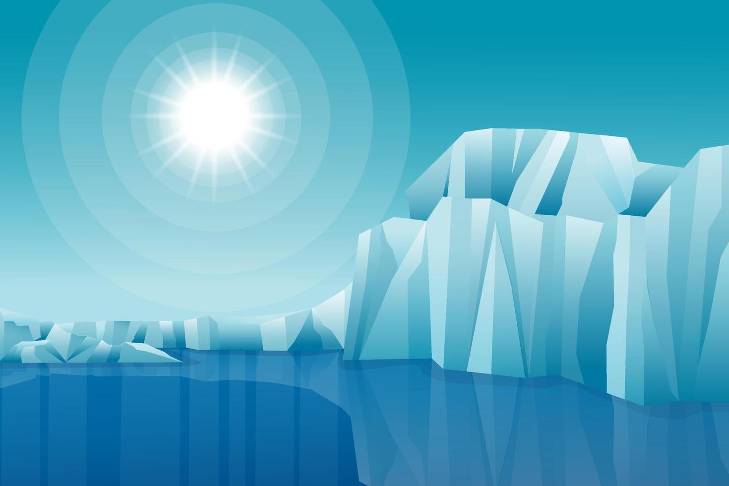 beautiful arctic ice landscape background illustration in gradient vector