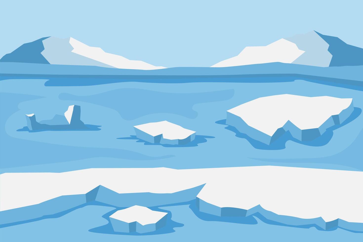 flat arctic ice landscape background illustration design vector