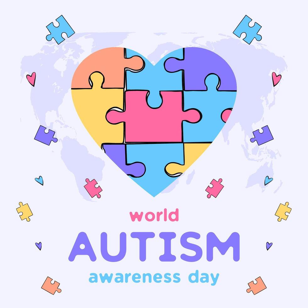 hand drawn world autism awareness day illustration design vector
