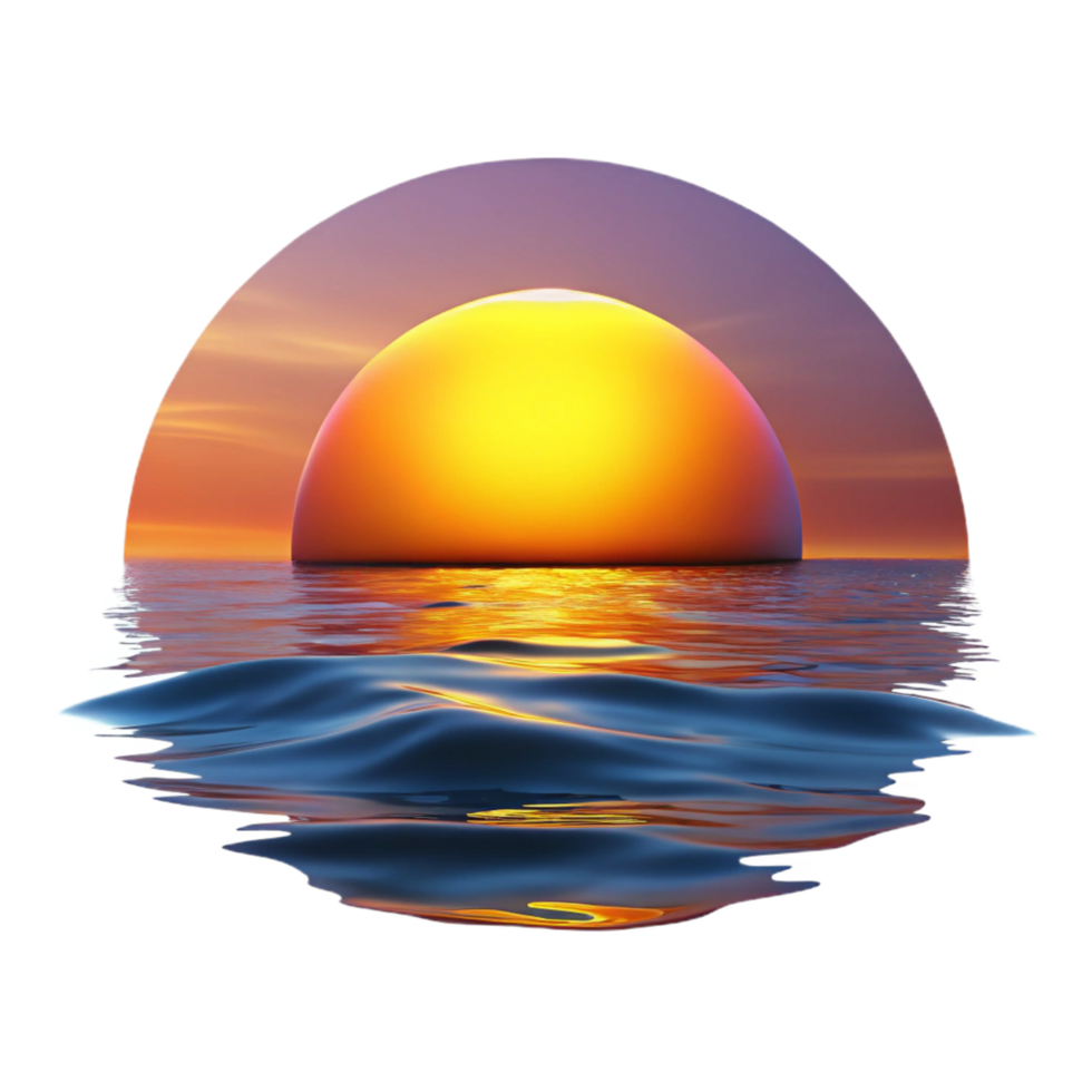 Ocean Sunset Golden Orb png