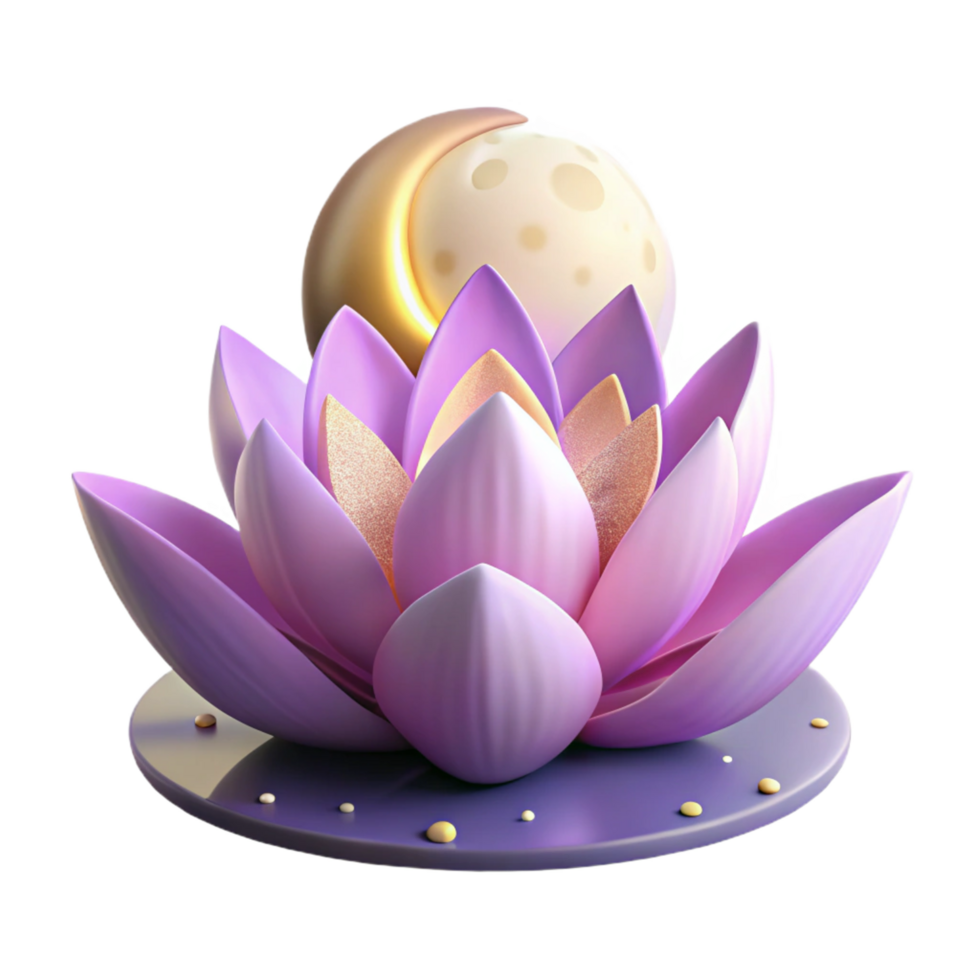 Moonlit Lotus Bloom - A serene depiction of a lotus bloom under moonlight capturing its delicate beauty and tranquil atmosphere png