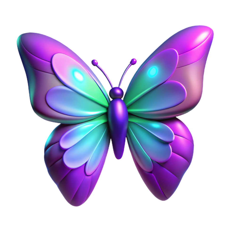 Glowing Purple Butterfly in a Mesmerizing Three Dimensional Render of Nature png