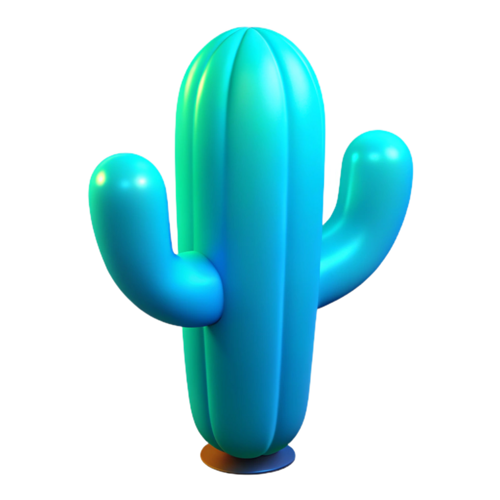 Three Dimensional Cartoon Cactus Model in a Whimsical Scene of Desert Design png