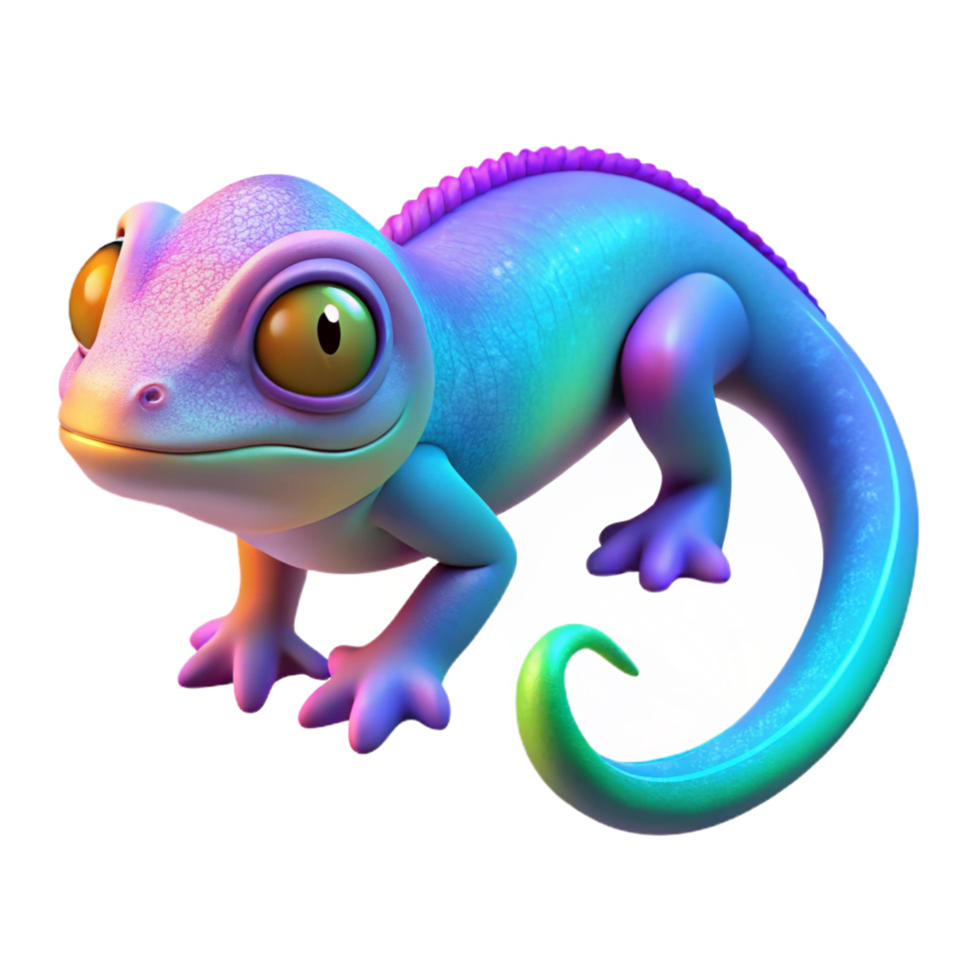 Vibrant Rainbow Lizard - A colorful depiction of a lizard with vibrant rainbow hues highlighting its dynamic and eye-catching appearance png