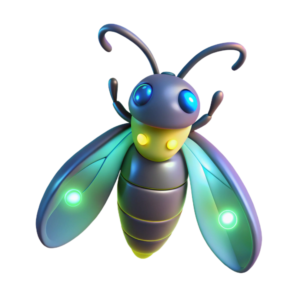 Glowing Insect Three Dimensional Render in a Mesmerizing Scene of Nature png